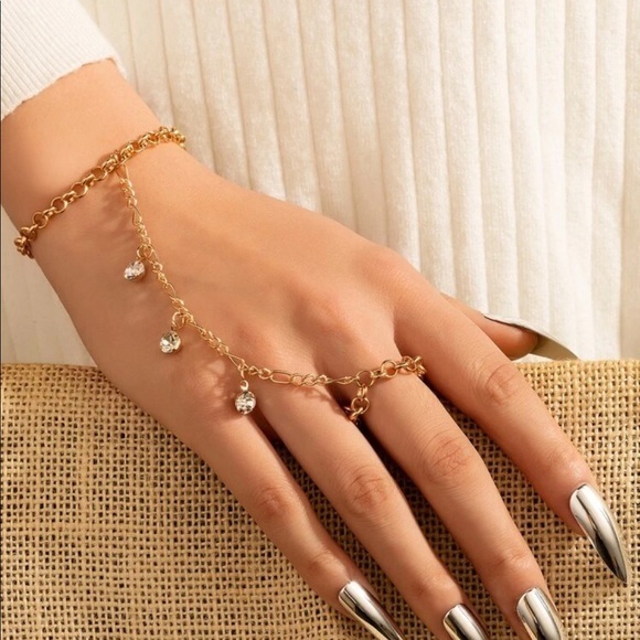 Rhinestone Ring Chain Bracelet - Picture 1 of 4